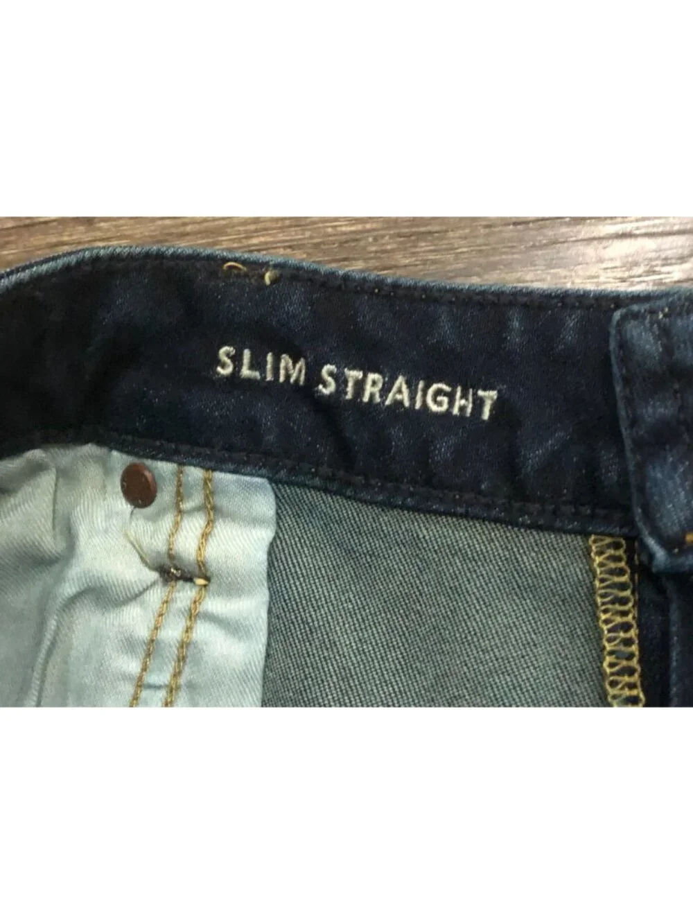 American Eagle Mens 42x32 Slim Straight Stretch Dark Wash Blue Jeans New with Ta